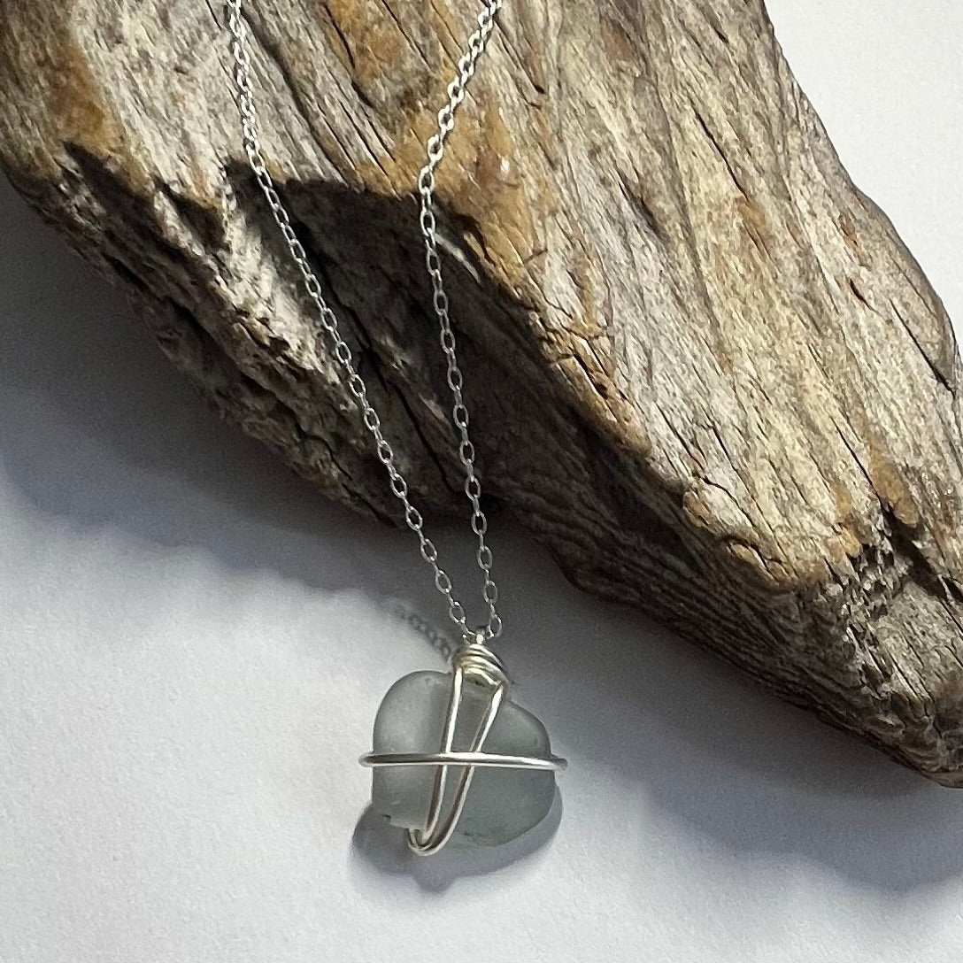Dusky Grey Seaham Sea Glass Pendant