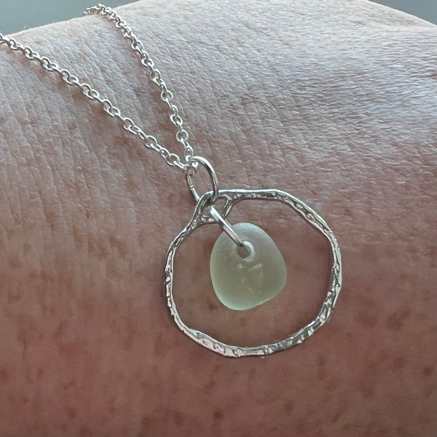 Seafoam Green Seaham Sea Glass Pendant