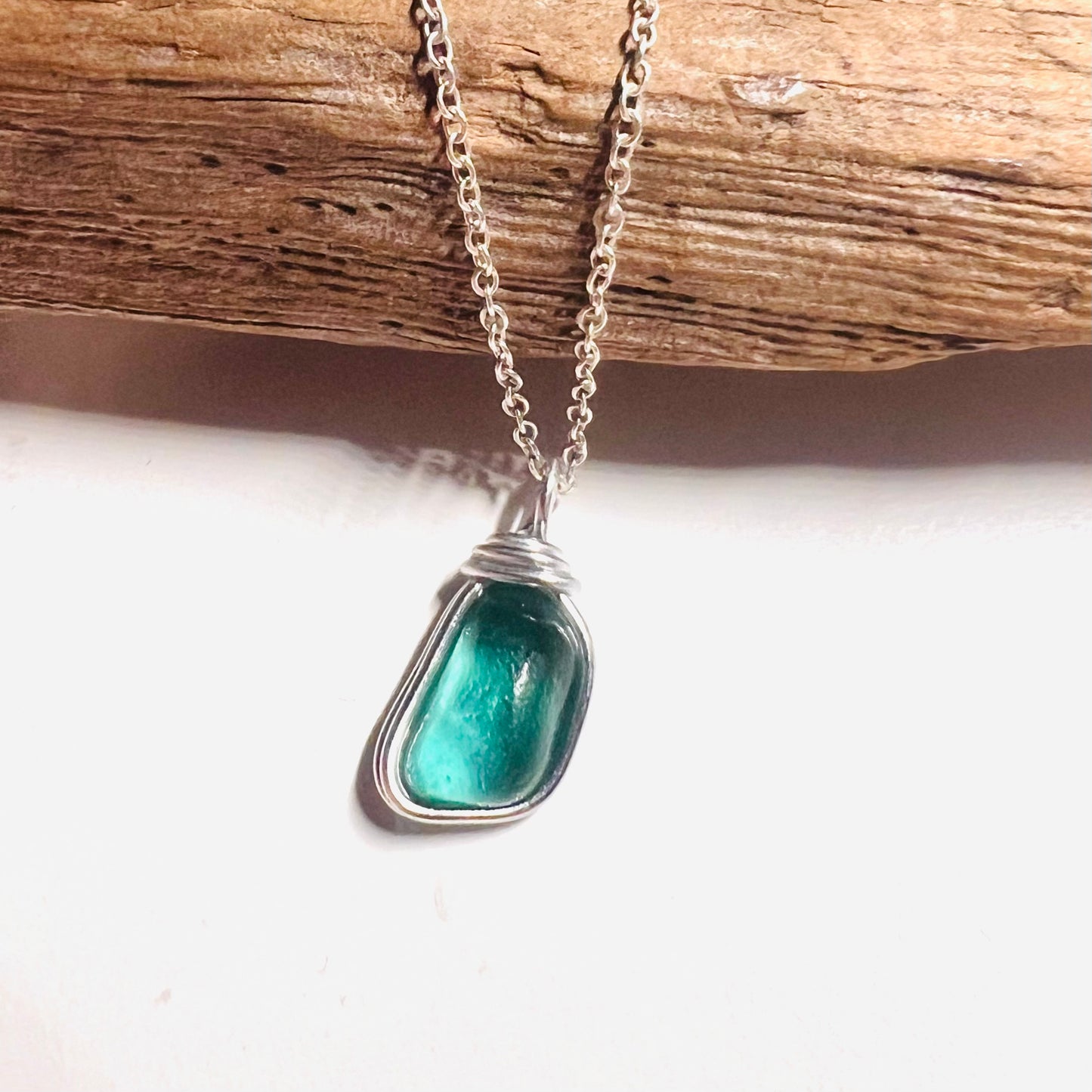 Turquoise Seaham Sea Glass Pendant