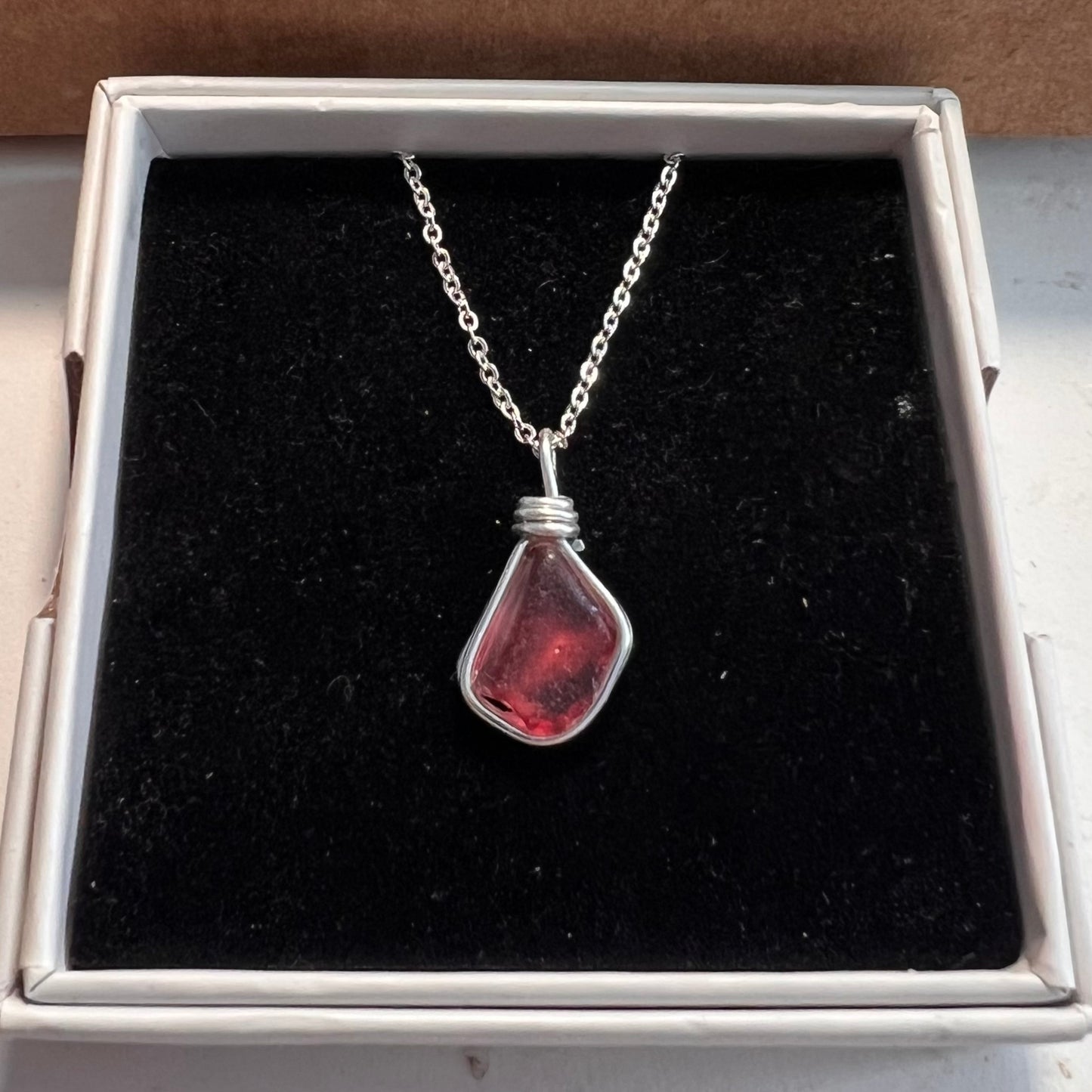 Coral Pink Seaham Sea Glass Multi Pendant