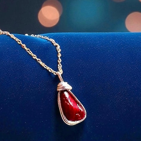 Milky Dark Red Seaham Sea Glass Pendant