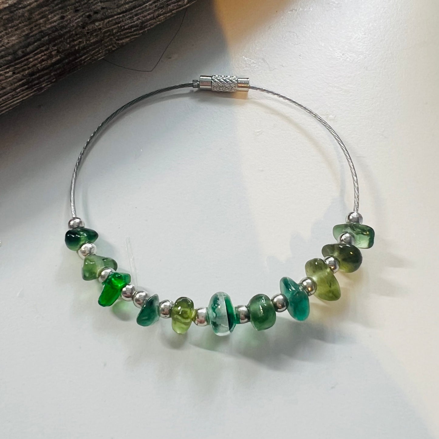 Seaham Sea Glass Mixed Greens Bangle