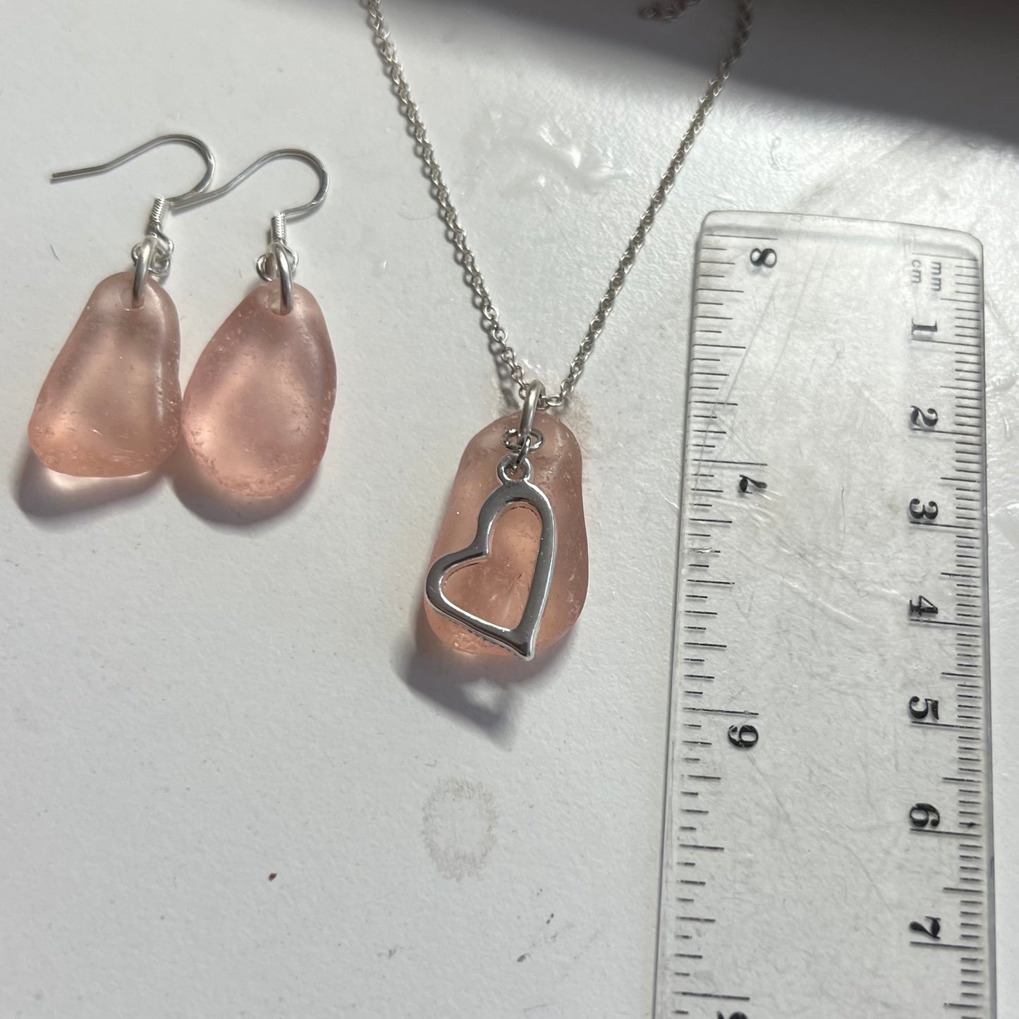 Canarian Peachy Pink Sea Glass Jewellery Set