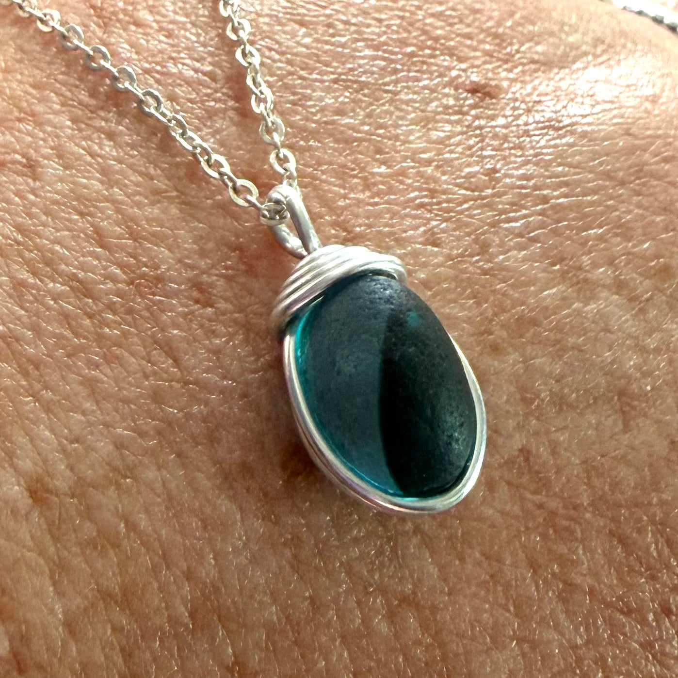 Seaham Sea Glass Multi Tone Turquoise Pendant