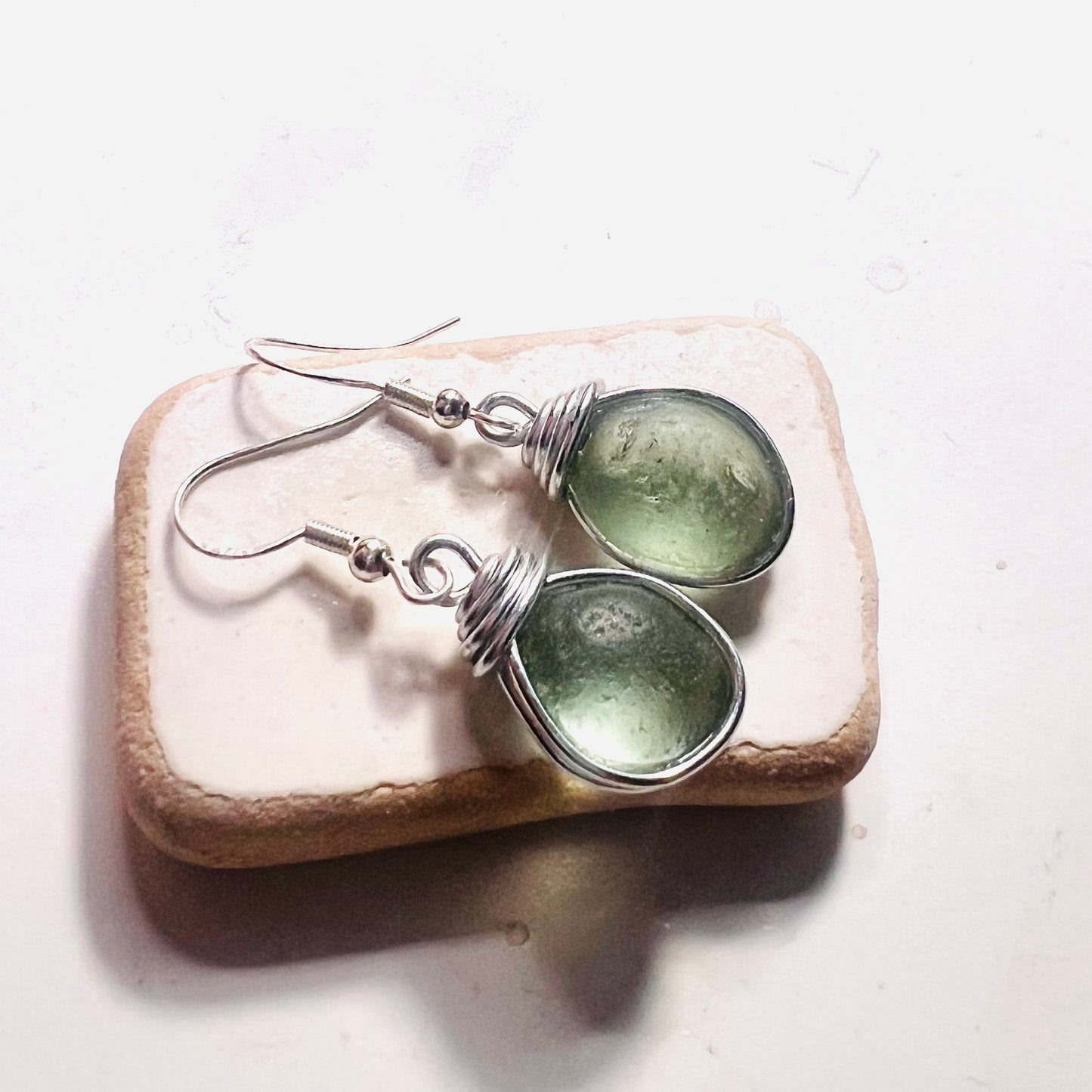 Aqua Chunky Seaham Sea Glass Earrings