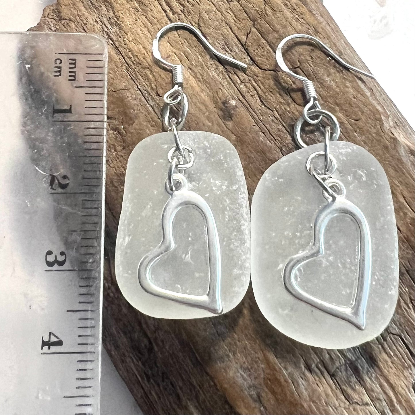 Statement Seaham Sea Glass Heart Earrings