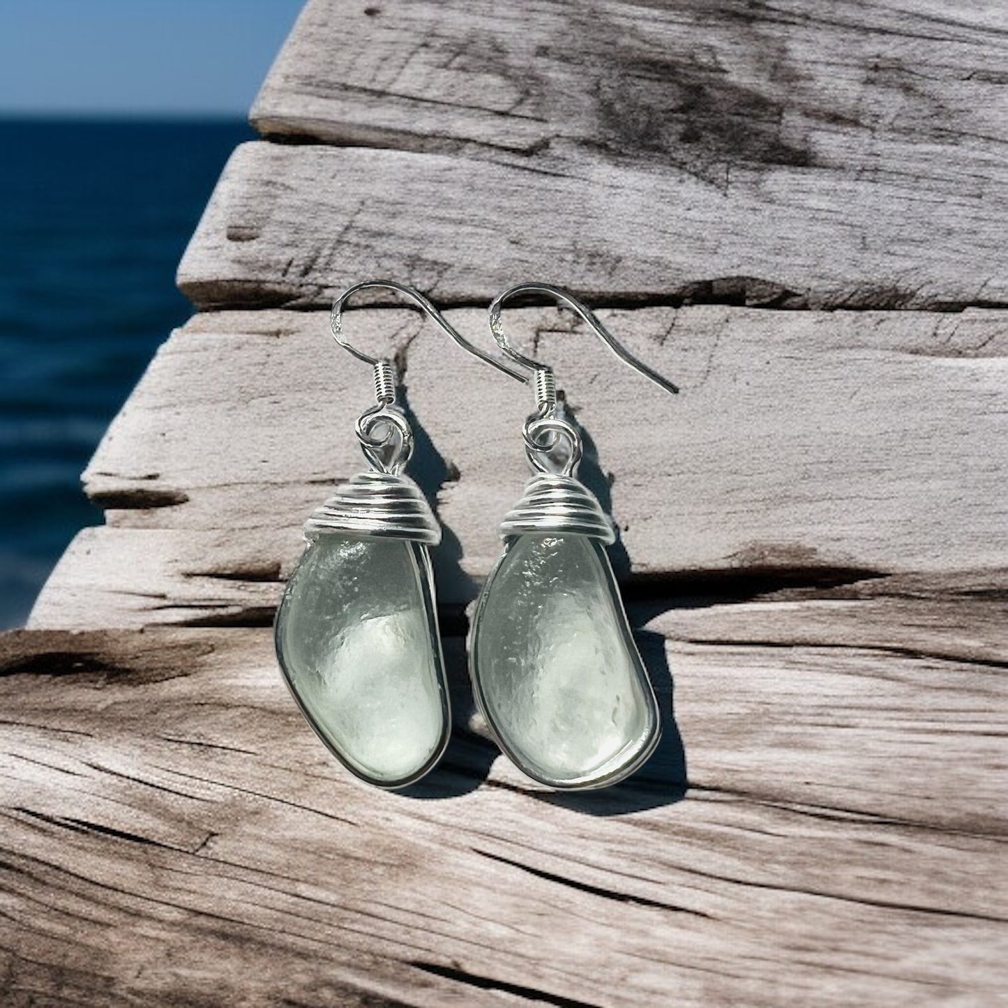 Seafoam Seaham Sea Glass Earrings