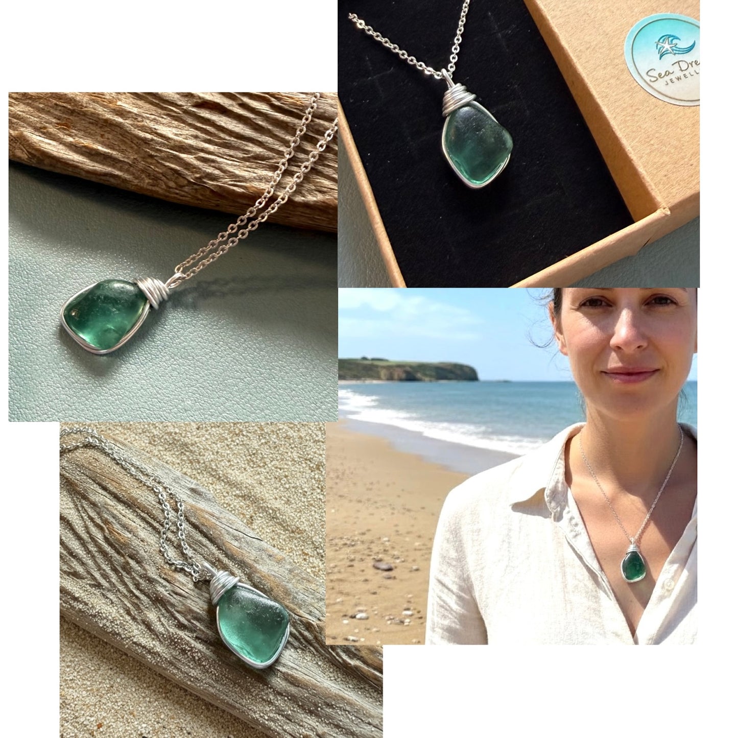 Turquoise Seaham Sea Glass Pendant