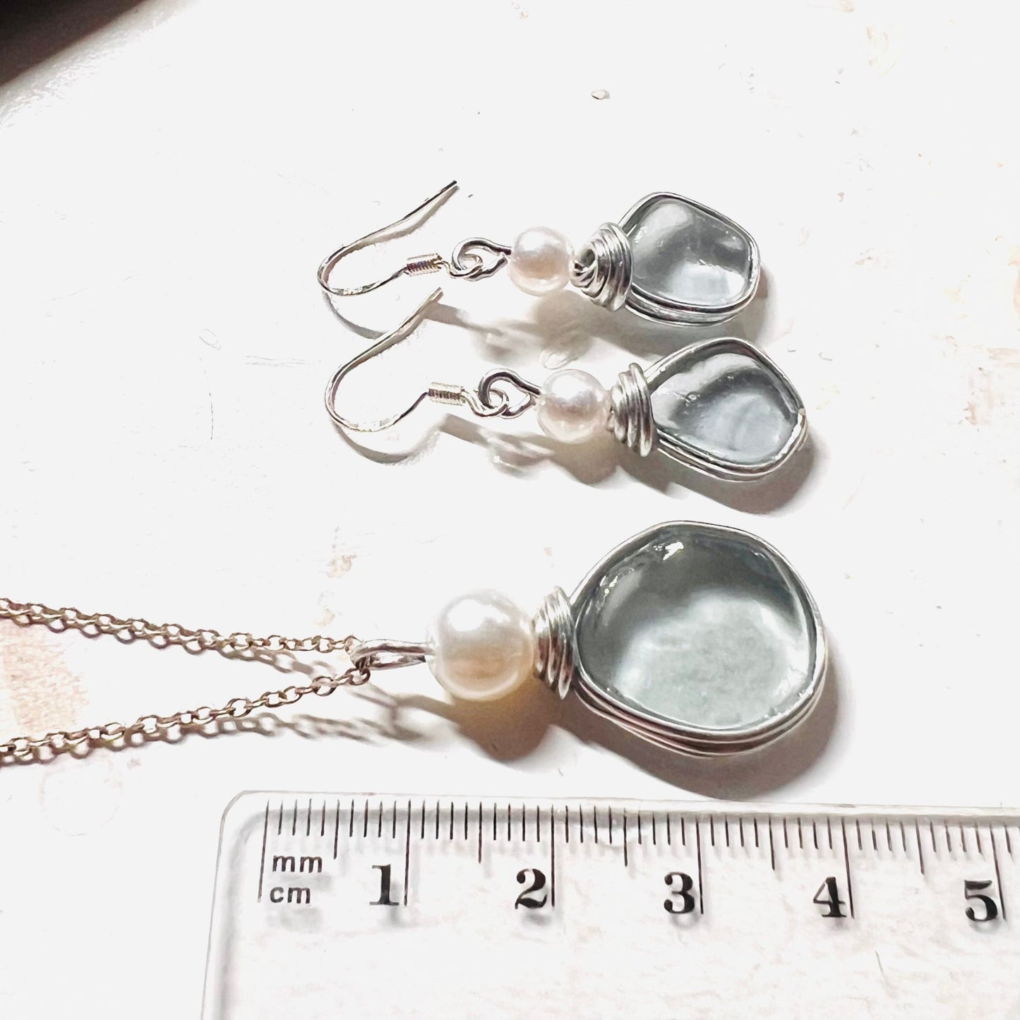 Dusky Grey Seaham Sea Glass Jewellery Set