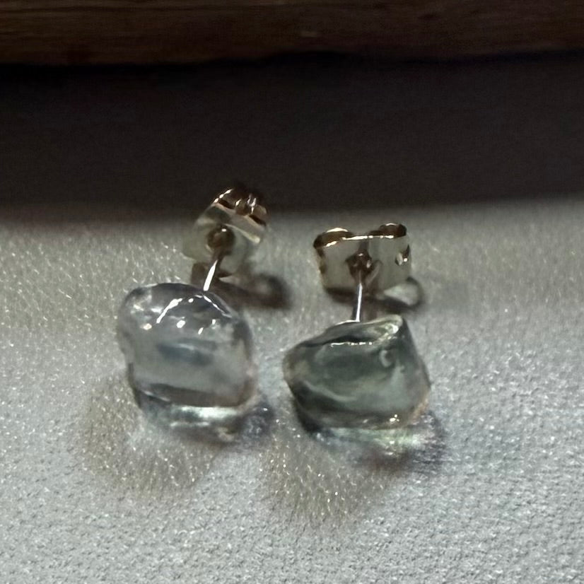 Grey Seaham Glass Stud Earrings