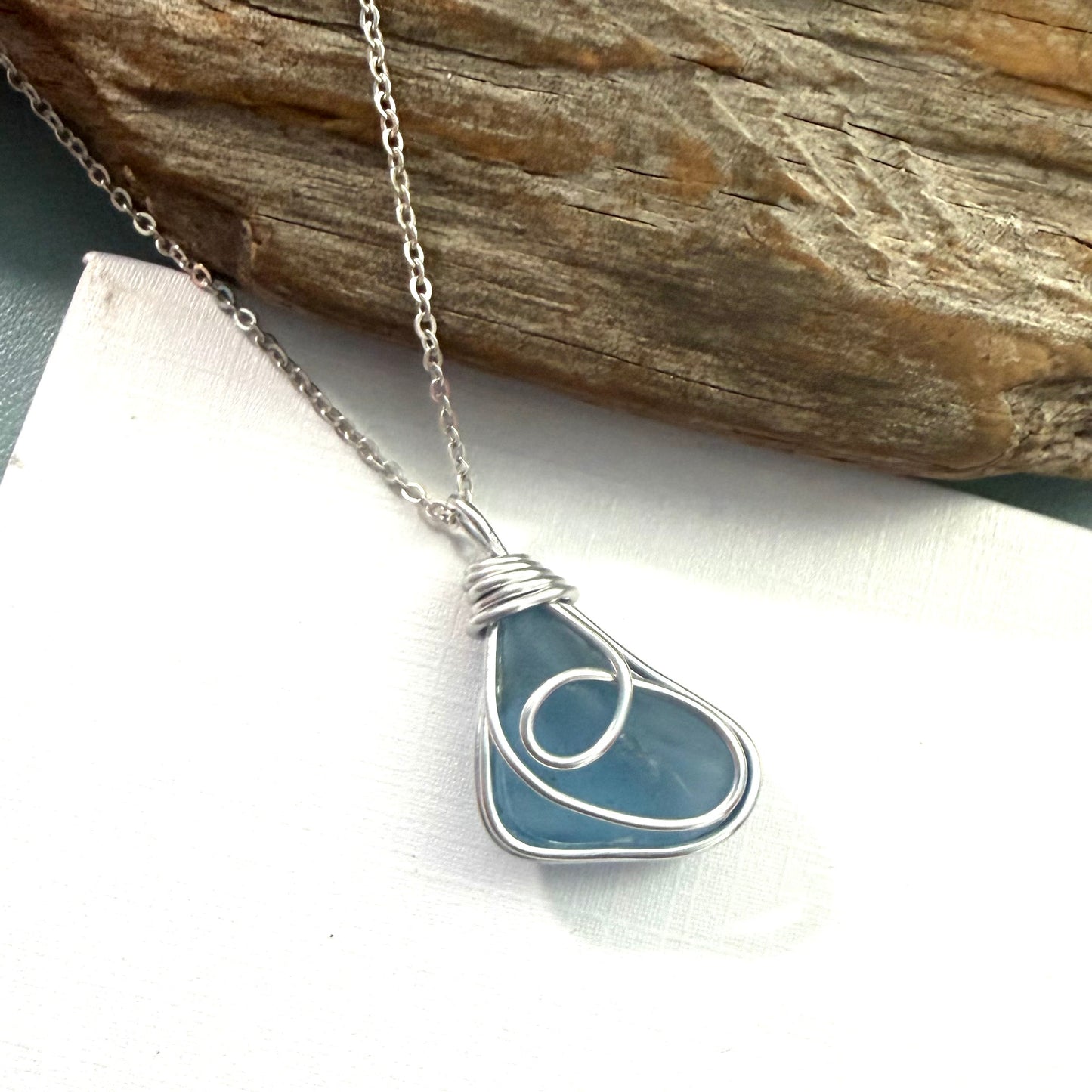 Mid Blue Seaham Sea Glass Pendant