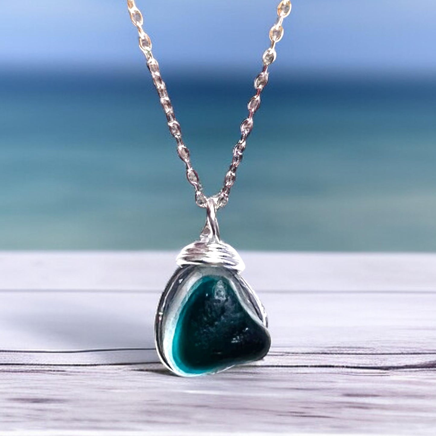 Turquoise Seaham Sea Glass Multi Pendant