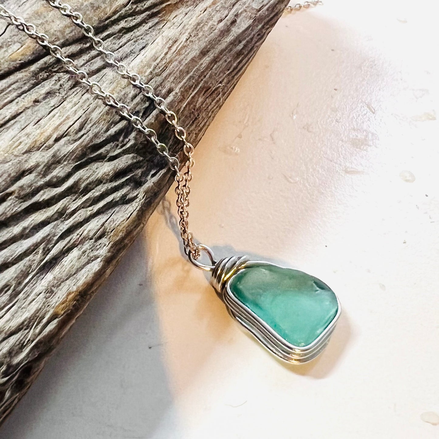 Aqua Seaham Sea Glass Pendant