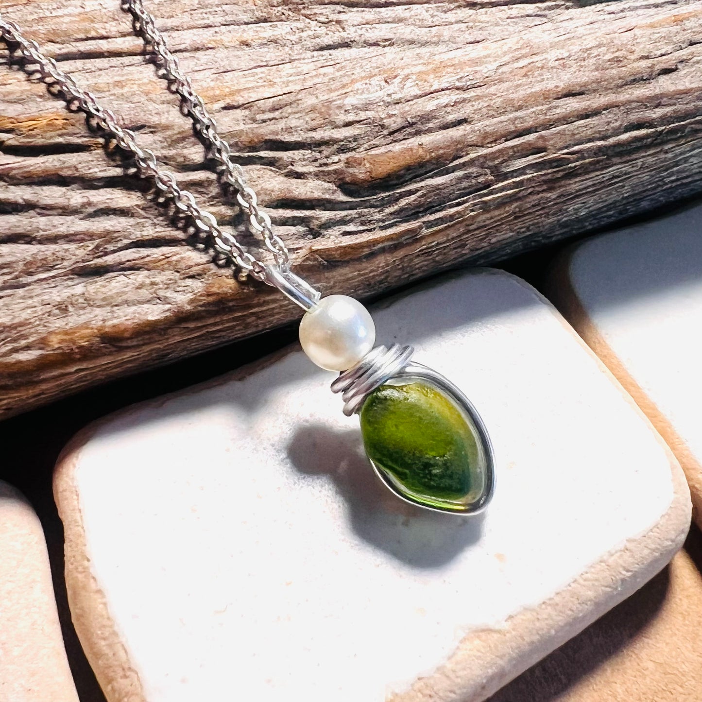 Green Seaham Sea Glass Multi Pendant