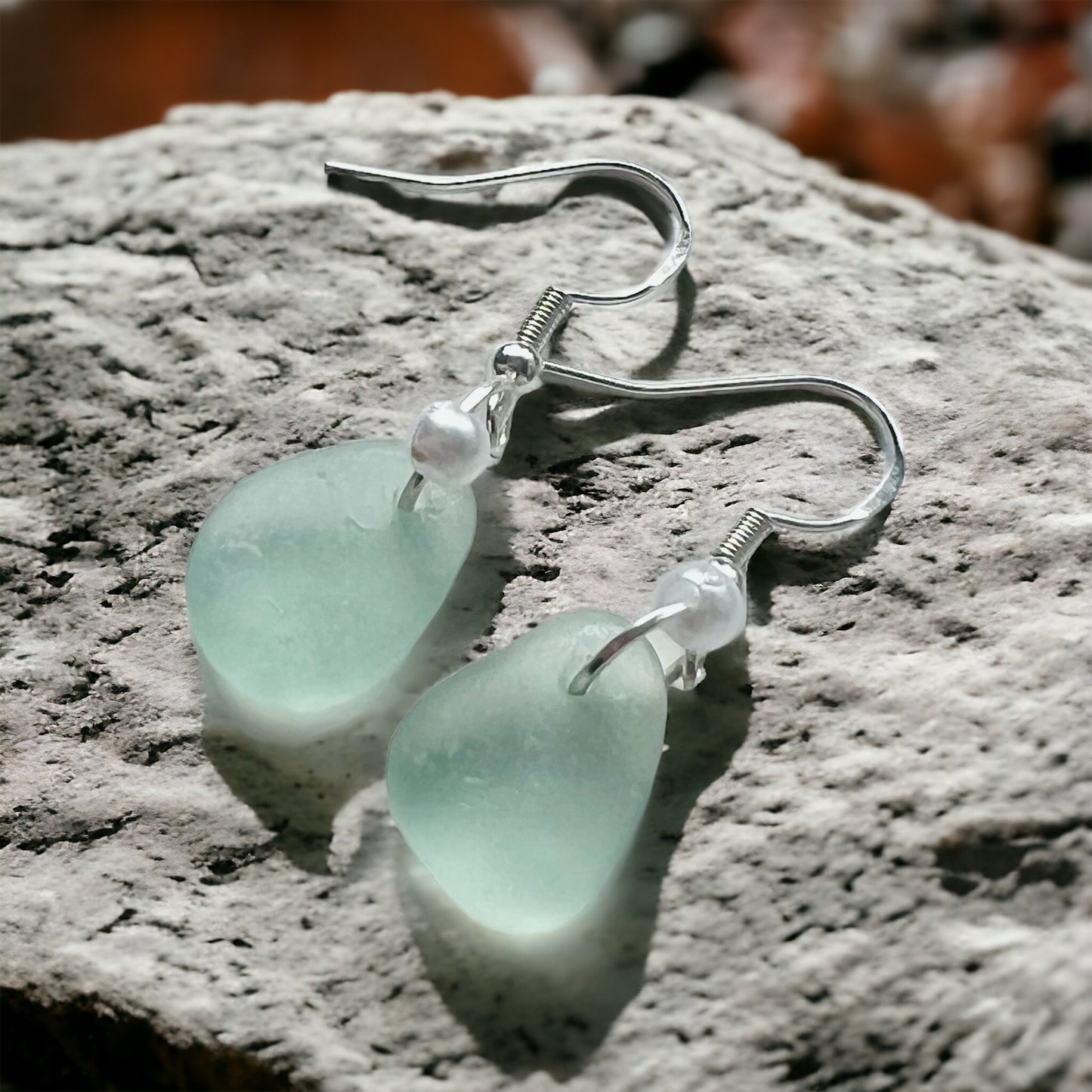 Seafoam Seaham Sea Glass Earrings