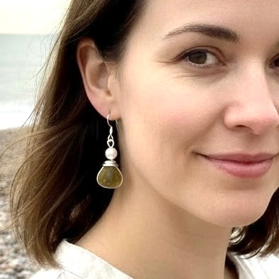 Yellow Seaham Sea Glass Earrings