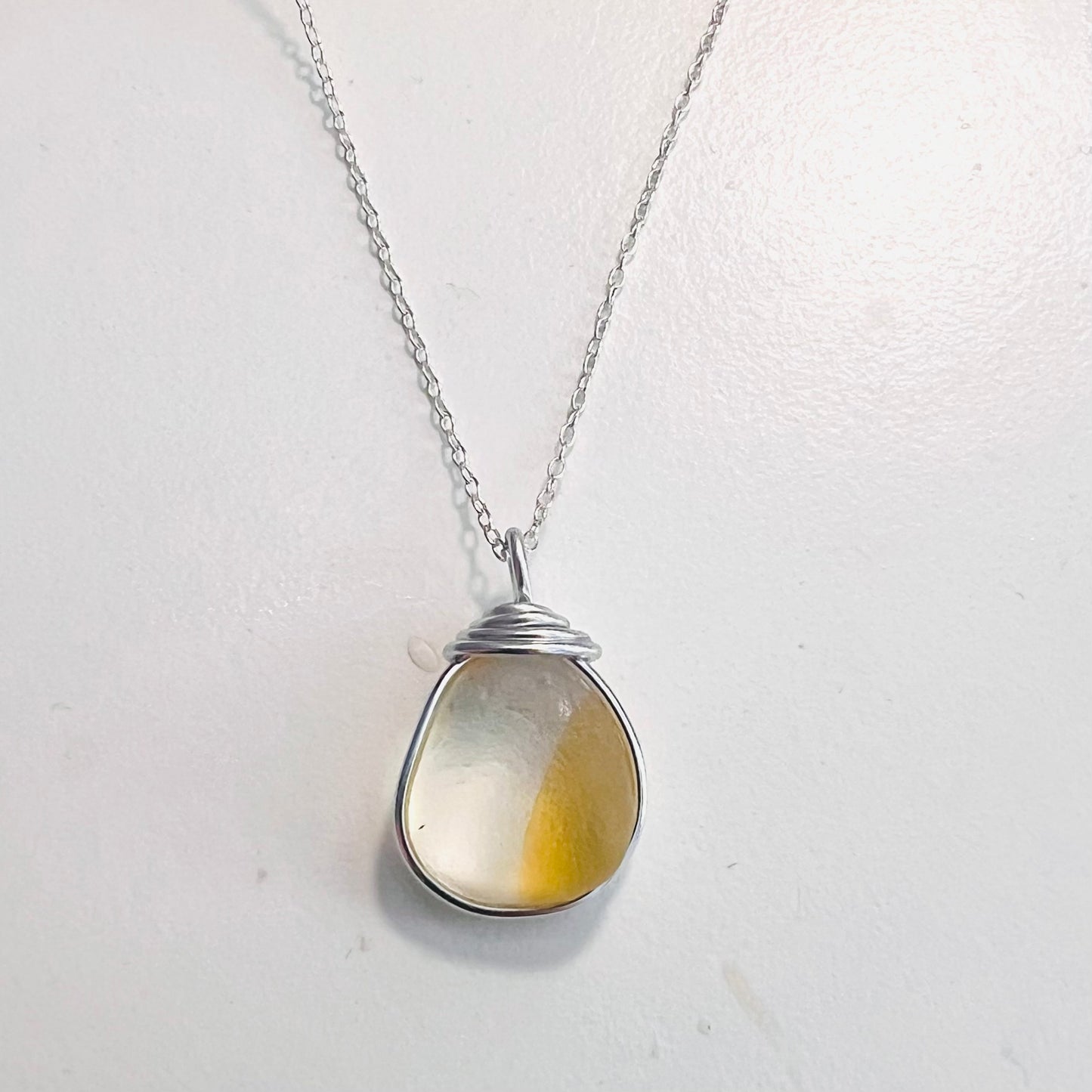 Yellow and White Seaham Sea Glass Multi Pendant