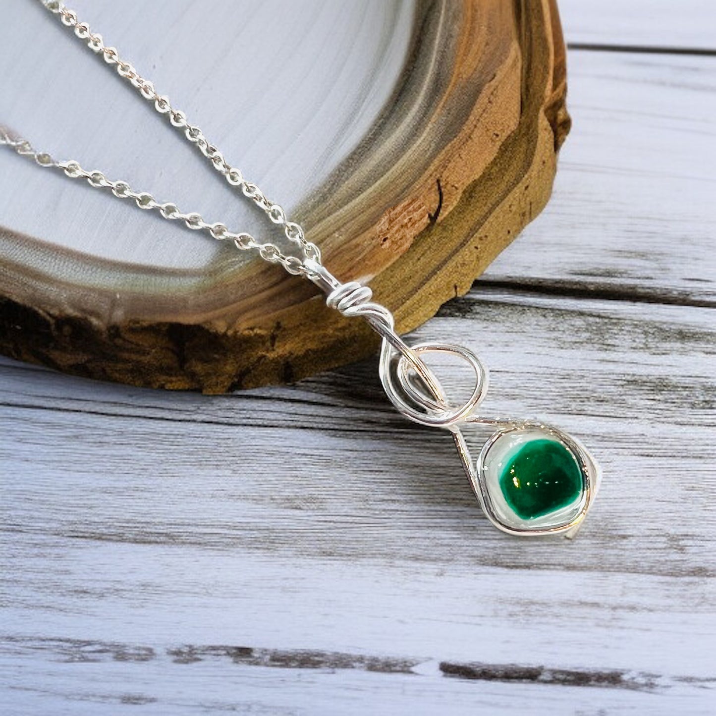 Green Seaham Sea Glass Multicolour Pendant
