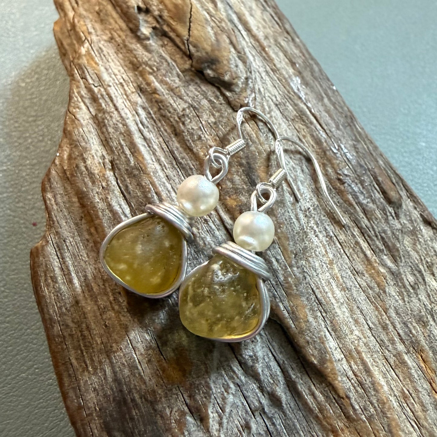 Yellow Seaham Sea Glass Earrings