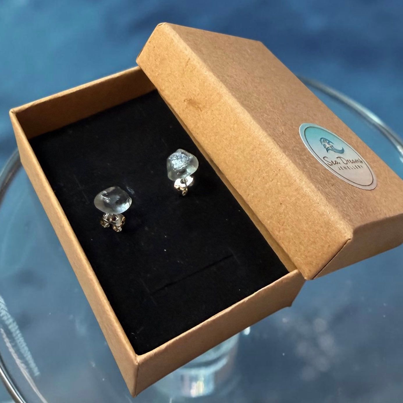 Grey Seaham Glass Stud Earrings