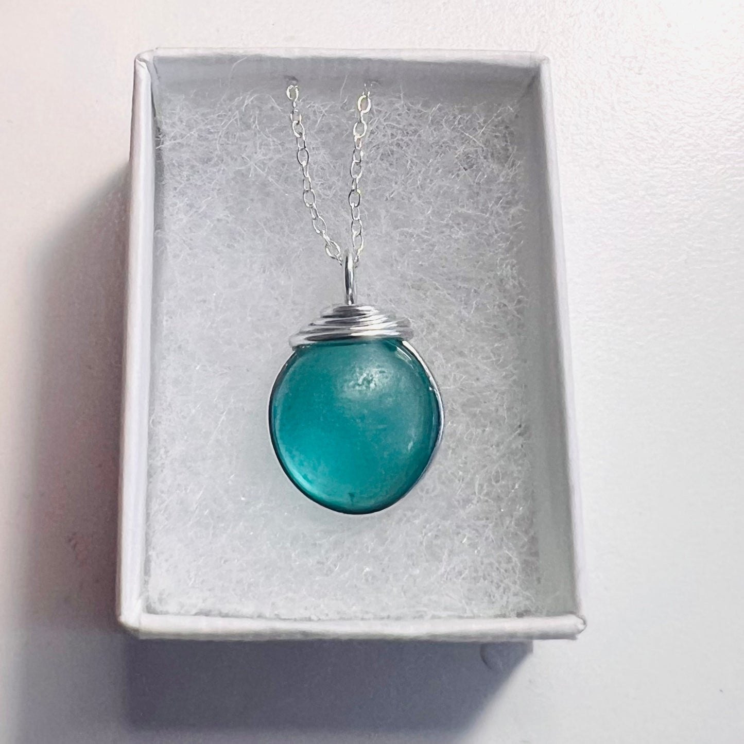 Canary Island Rare Turquoise Green Sea Glass Pendant