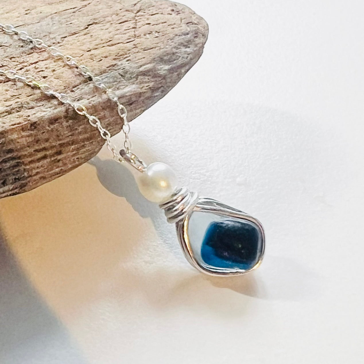Deep Blue Seaham Sea Glass Multi Pendant