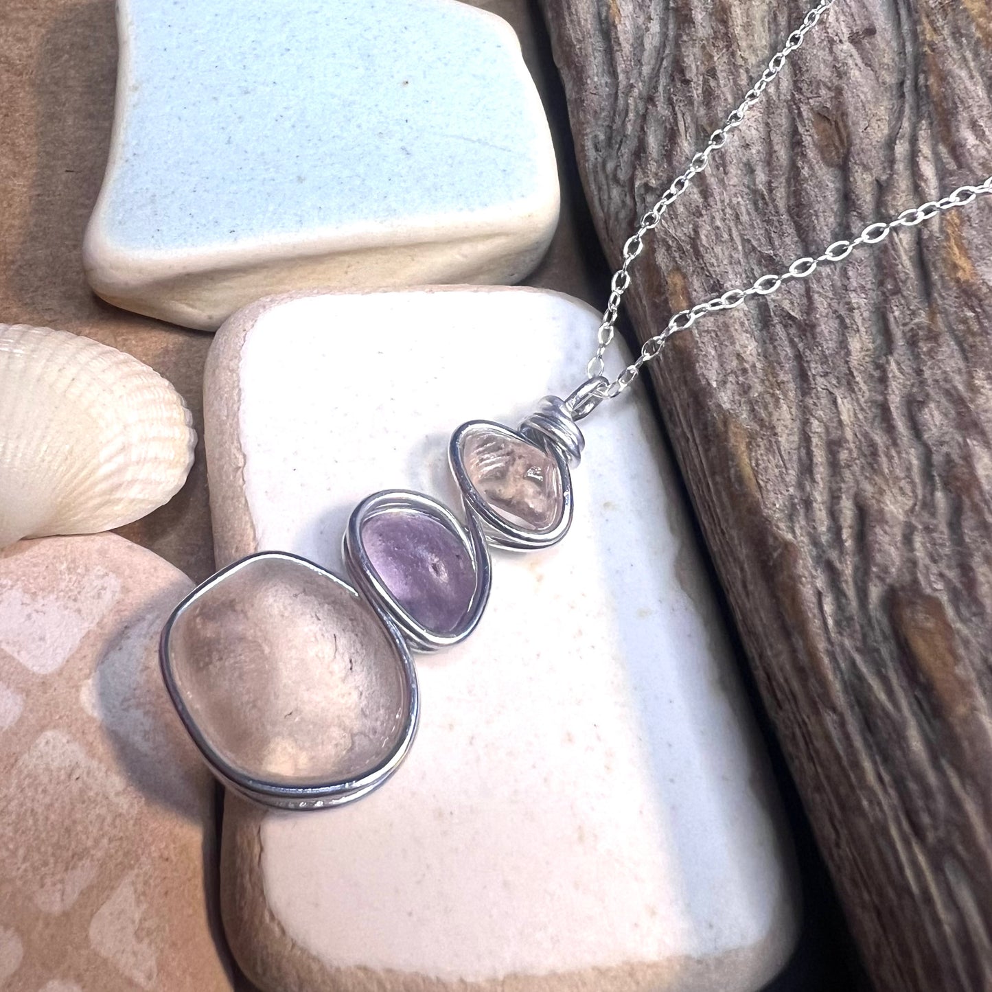 Three Piece Seaham Sea Glass Pendant