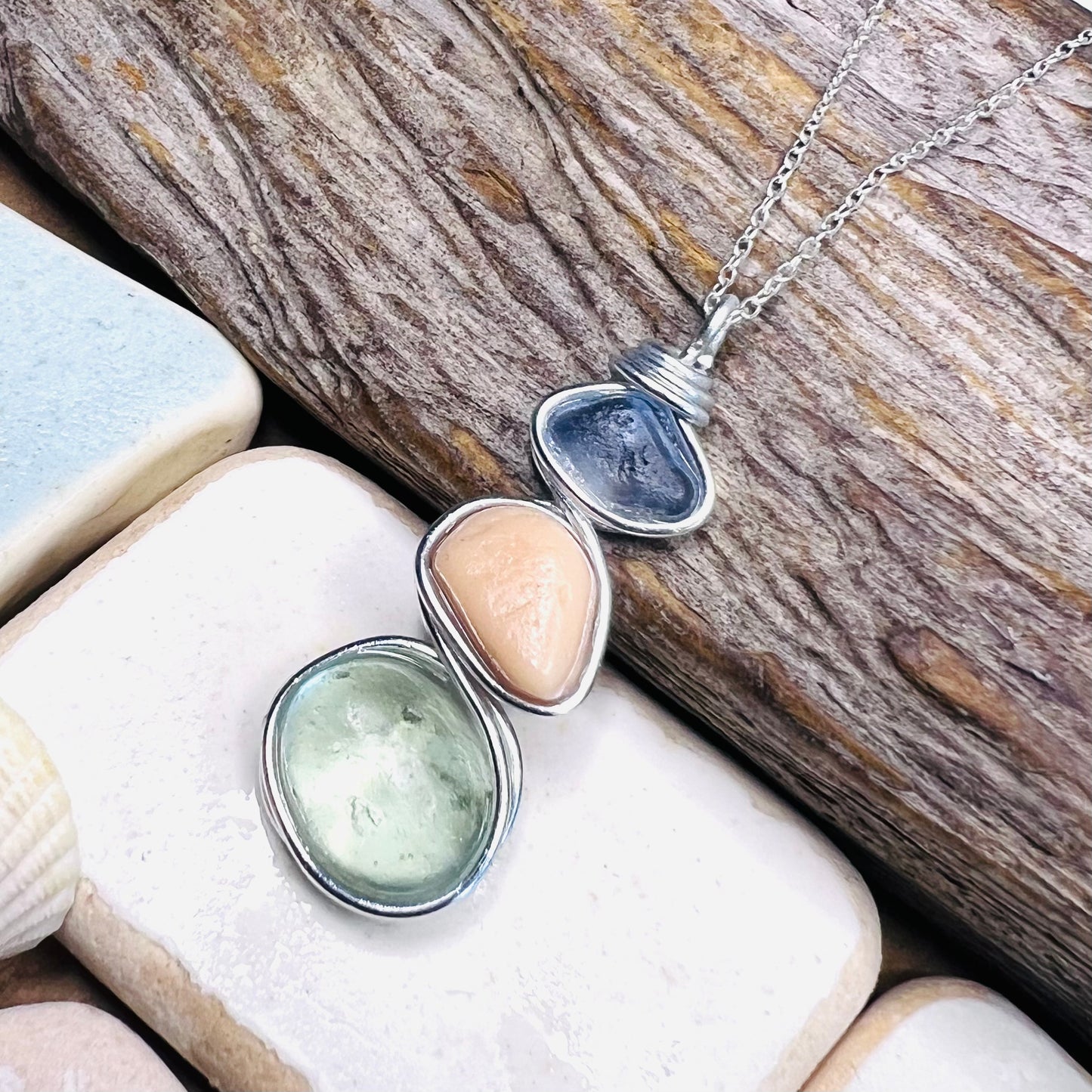Three Piece Seaham Sea Glass Pendant