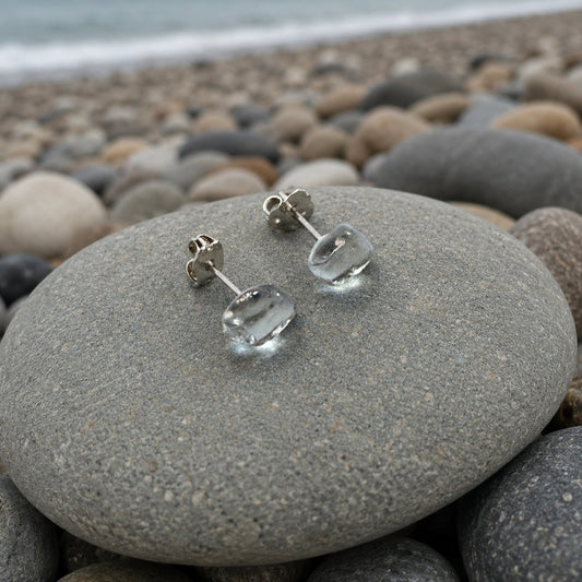 Grey Seaham Glass Stud Earrings