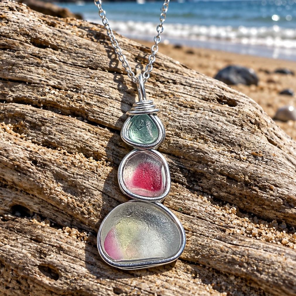 Multi Tone Seaham Sea Glass Multi Pendant