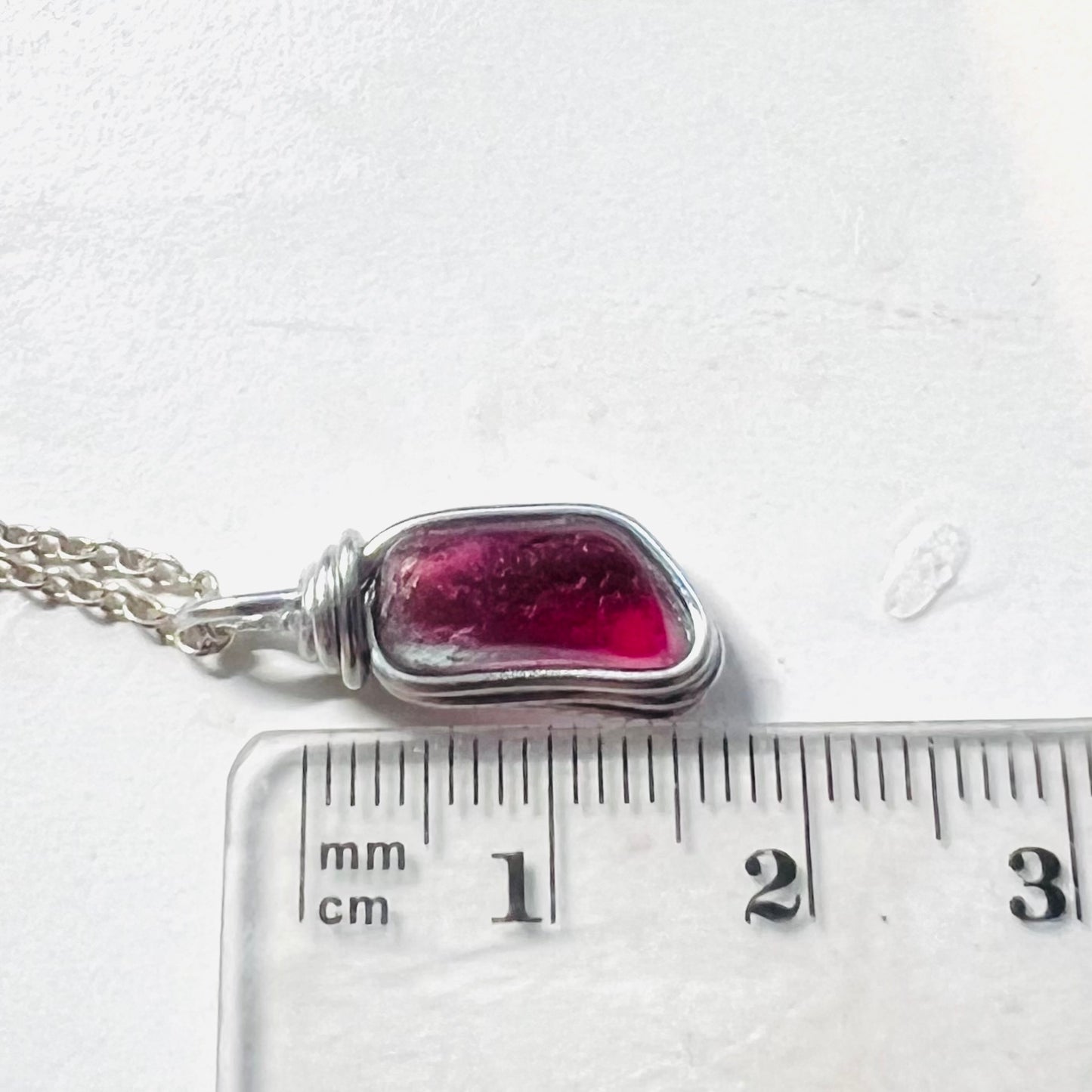 Rare Pink Seaham Sea Glass Multi Tone Pendant .