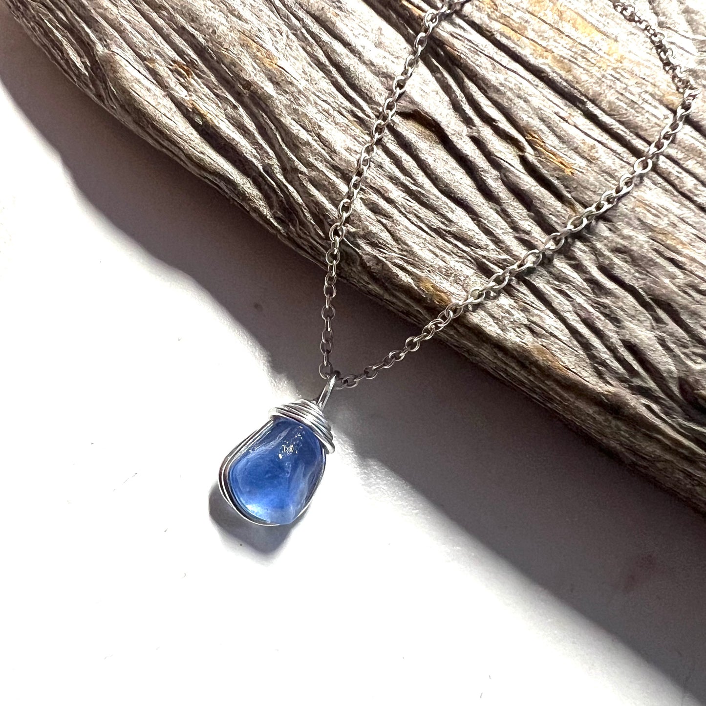 Mid Blue Seaham Sea Glass Pendant