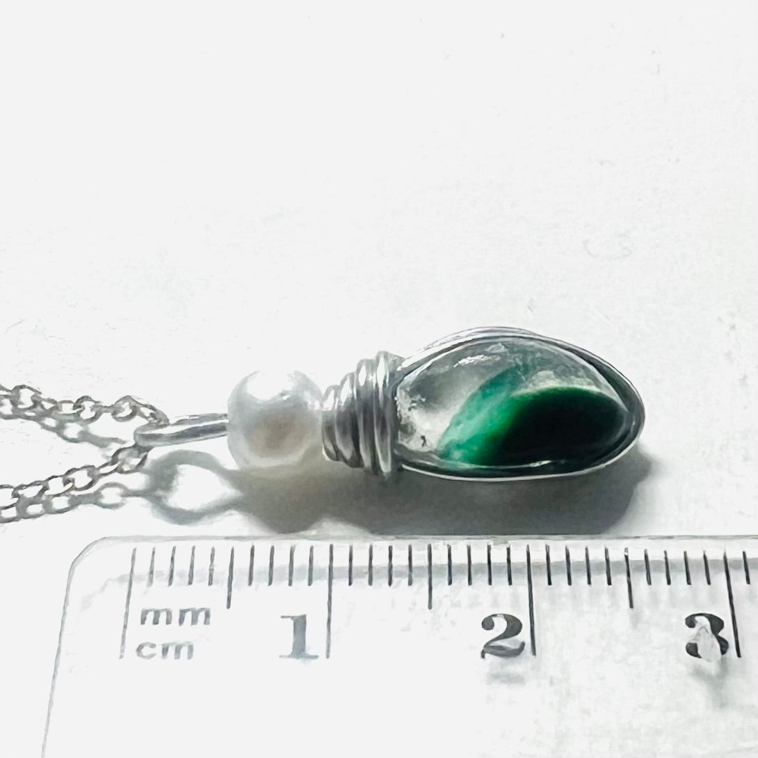 Seaham Sea Glass and Glass Pearl Pendant