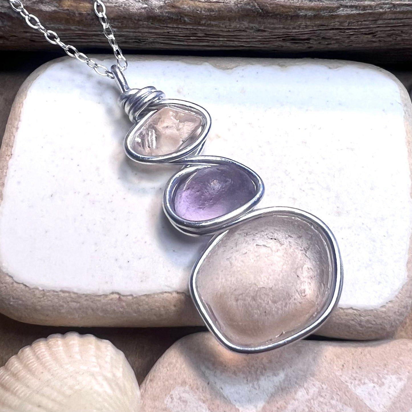 Three Piece Seaham Sea Glass Pendant