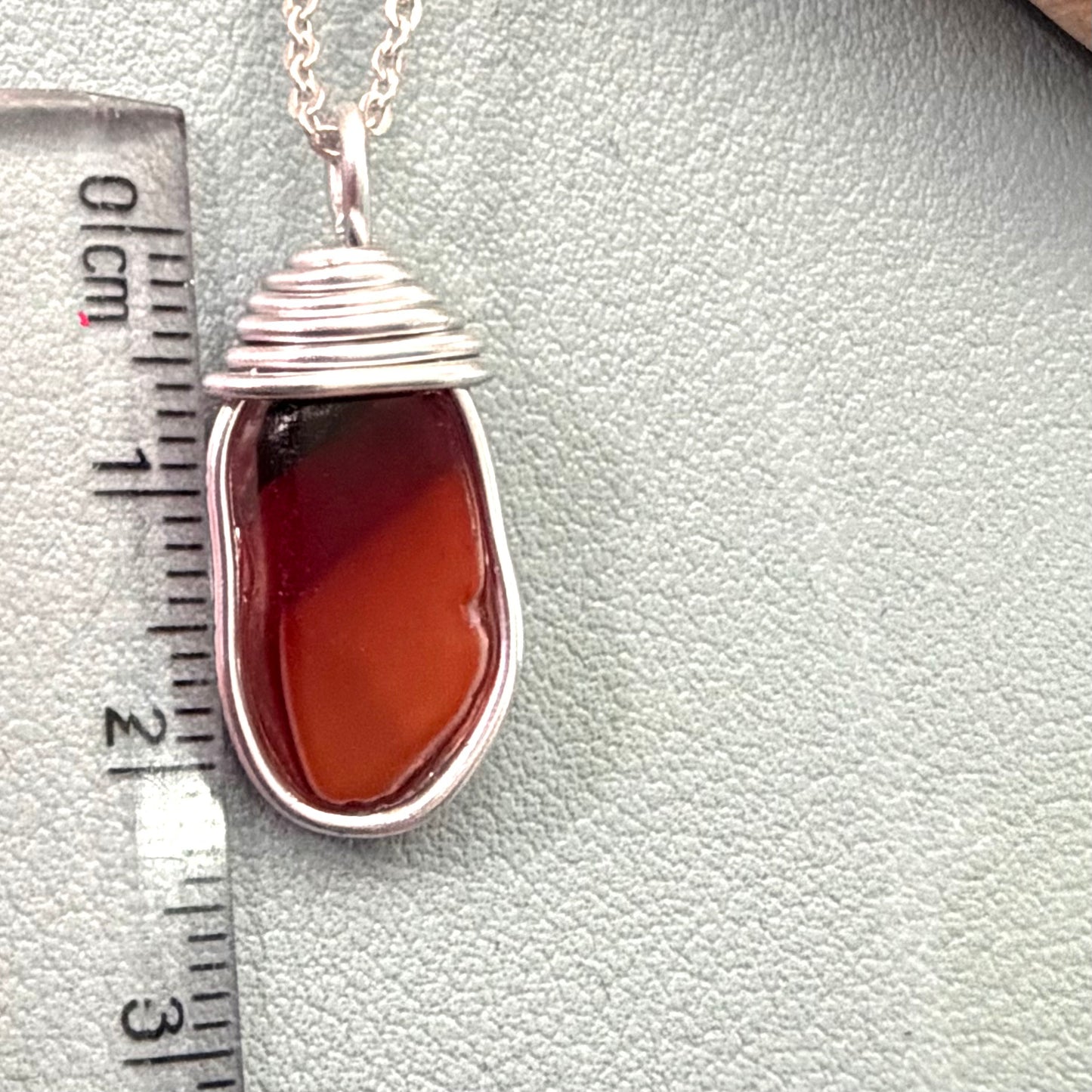 Very Rare Red and Orange Canary Islands Sea Glass Pendant