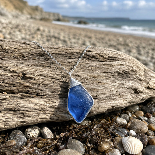 Mid Blue Kent Sea Glass Pendant