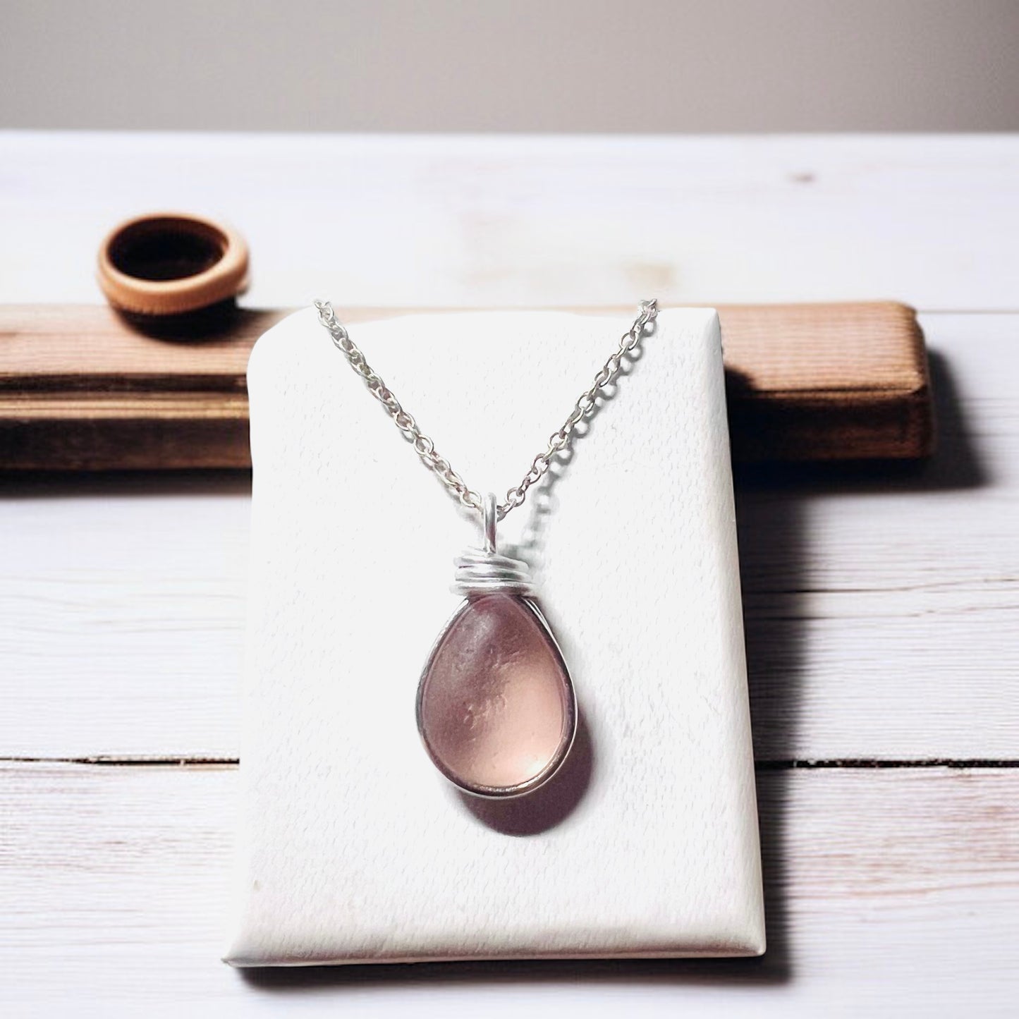 Rare Pale Pink Seaham Sea Glass Pendant