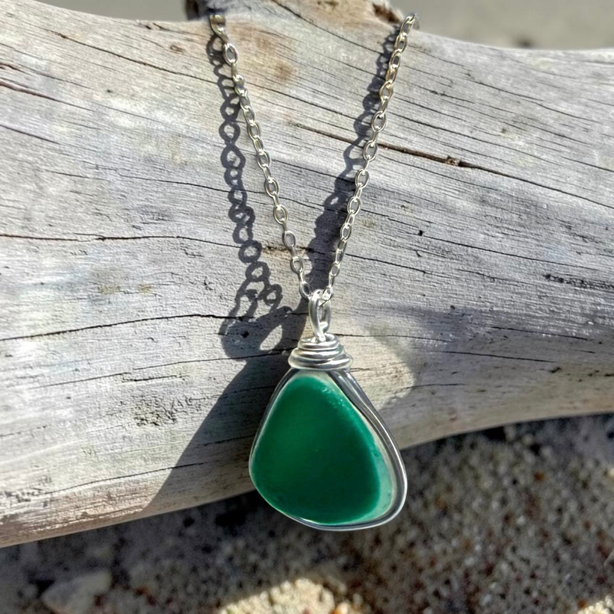 Large Turquoise Green Seaham Sea Glass Multi Pendant