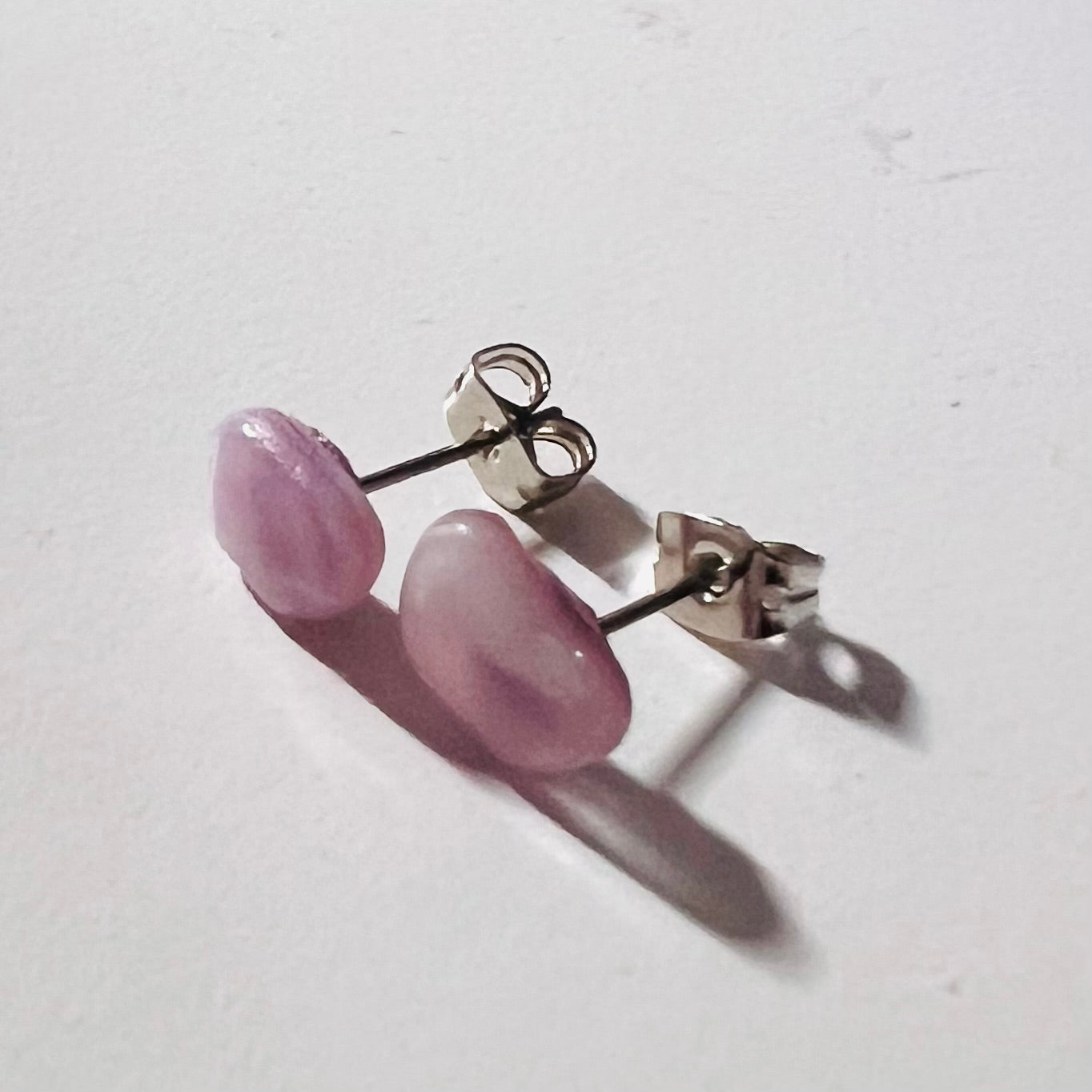 Milky Pink Seaham Sea Glass Stud Earrings