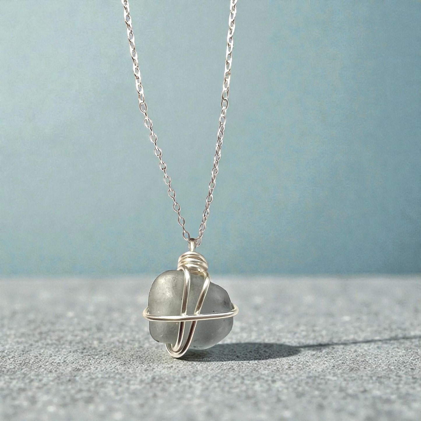 Dusky Grey Seaham Sea Glass Pendant