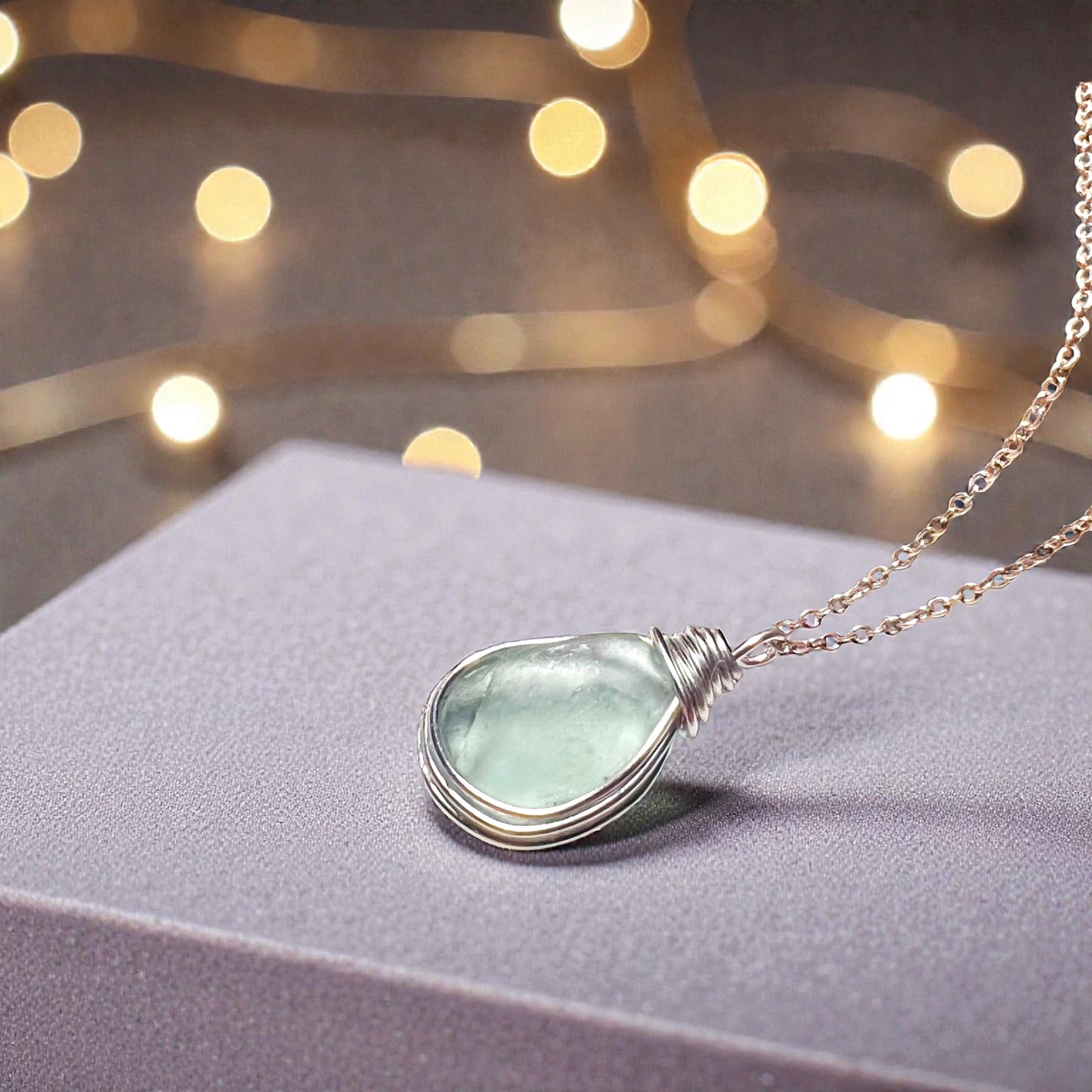 Pale Aqua Seaham Sea Glass Pendant