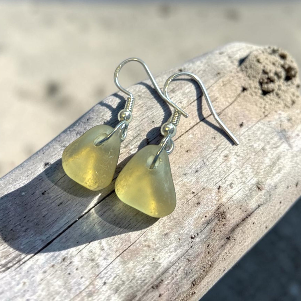 Canary Island Rare Yellow Sea Glass Earrings