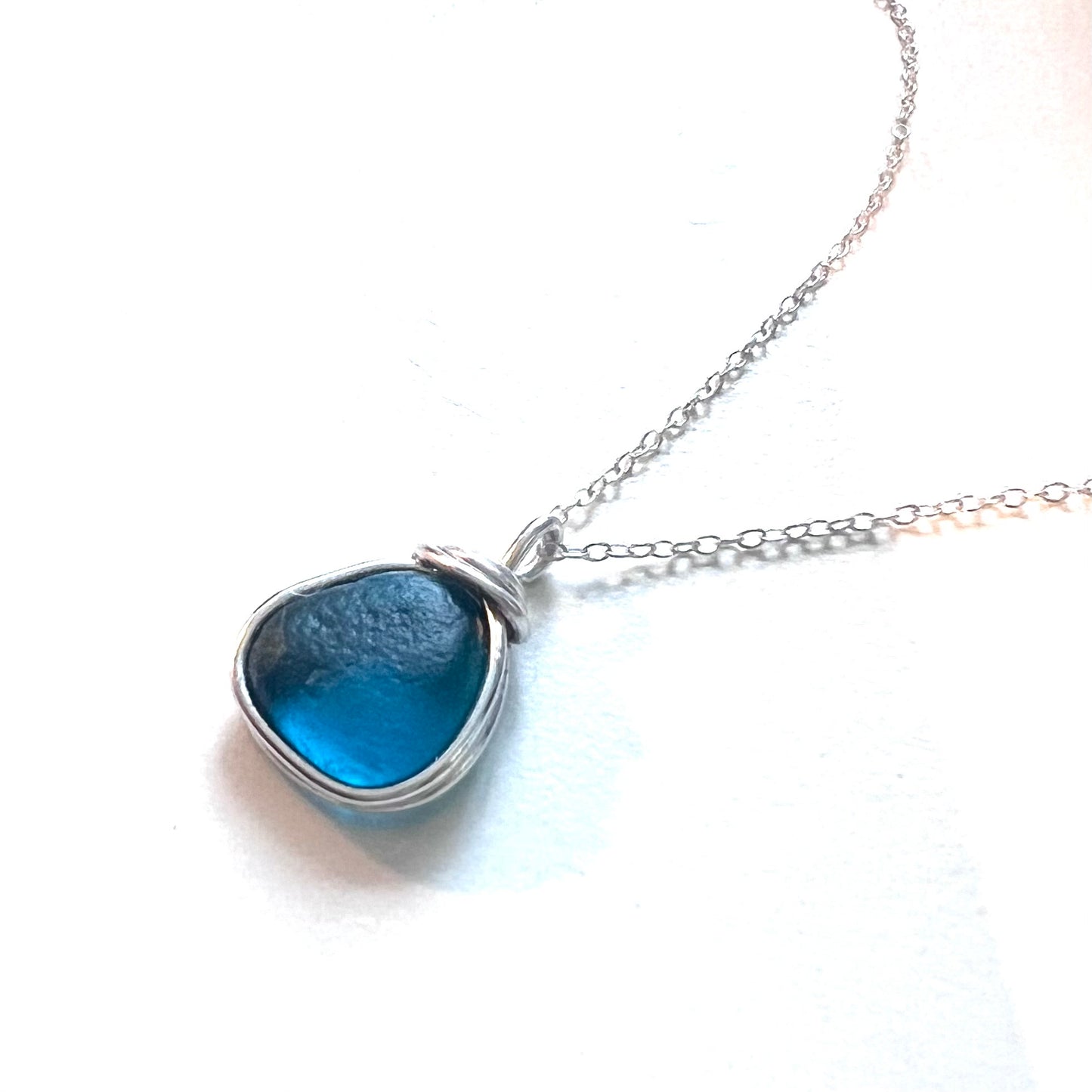 Turquoise Green Seaham Sea Glass Pendant
