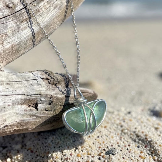 Aqua Green Seaham Sea Glass Pendant