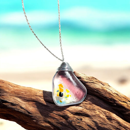 Very Large Italian Iberian Sea Multi Sea Glass Pendant