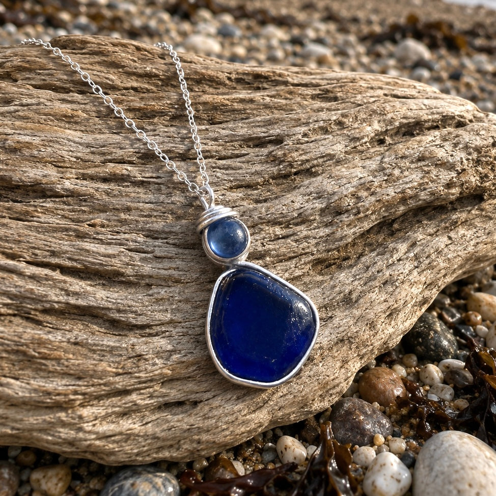 Blue Seaham Sea Glass Pendant