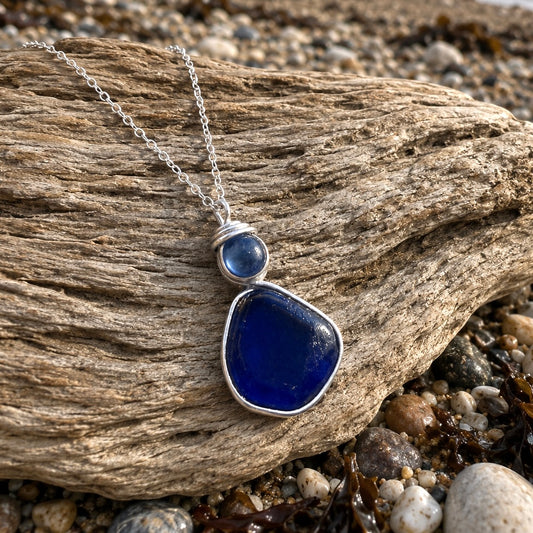 Blue Seaham Sea Glass Pendant
