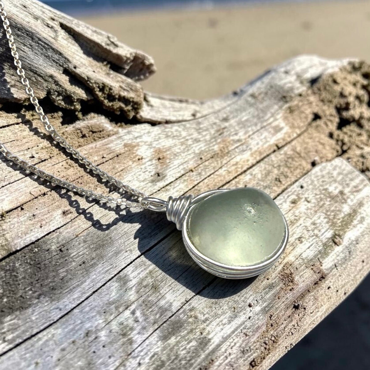 Pale Green Seaham Sea Glass Pendant