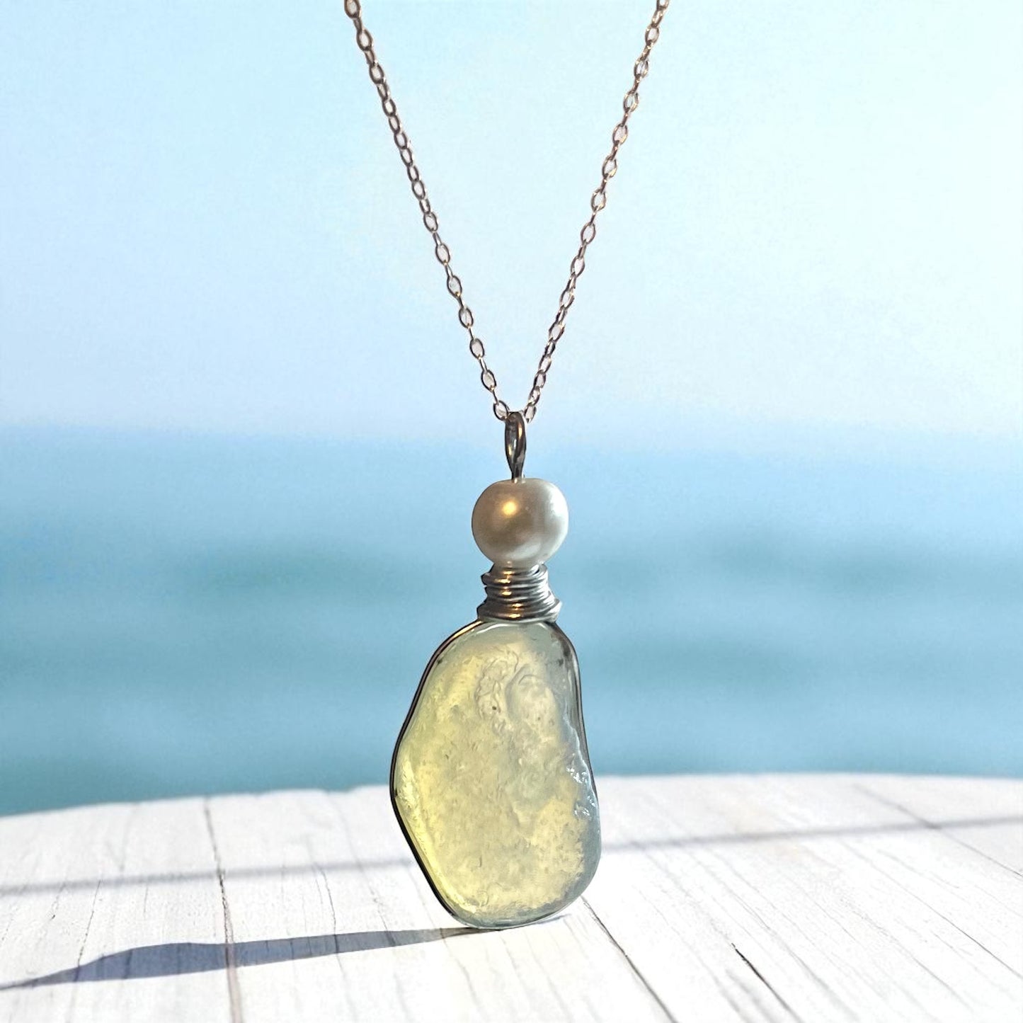 Rare Large Opalescent Seaham Sea Glass Pendant