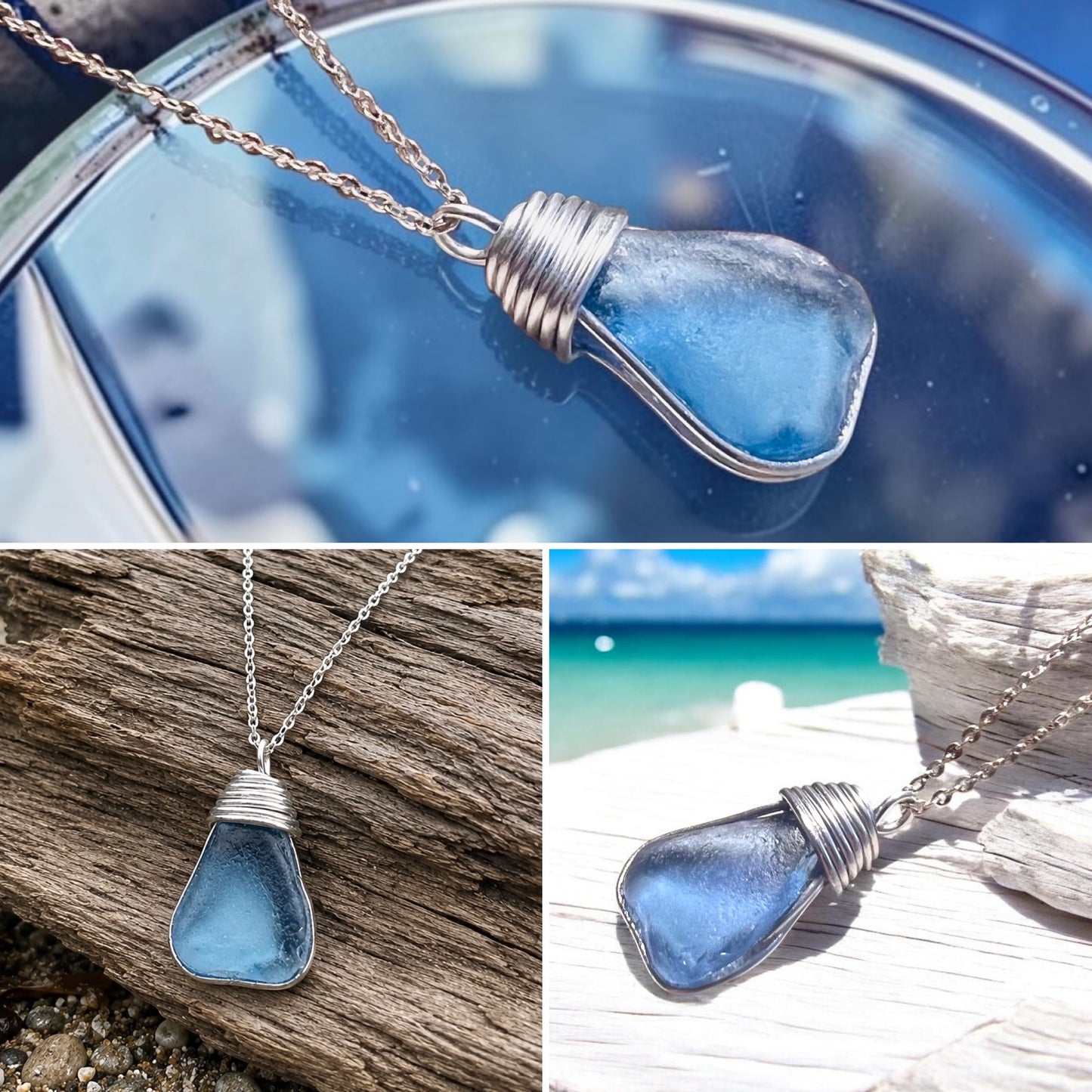 Kent Mid Blue Sea Glass Pendant